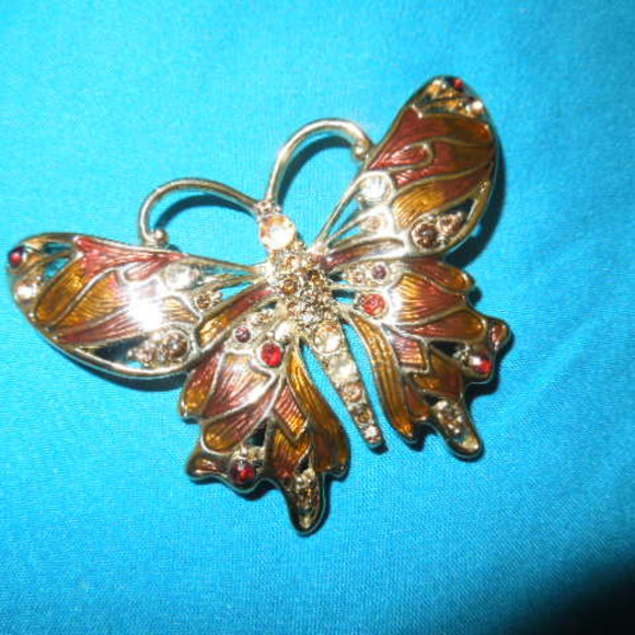 Vintage Monet enameled pin w/rhynestones - Picture 3 of 3